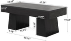 LITTLE TREE Farmhouse Coffee Table, 47 Inches Wooden Rectangular Accent Center Tables with Thick Base, Modern Low Cocktail Tea Furniture for Living Room (Black)