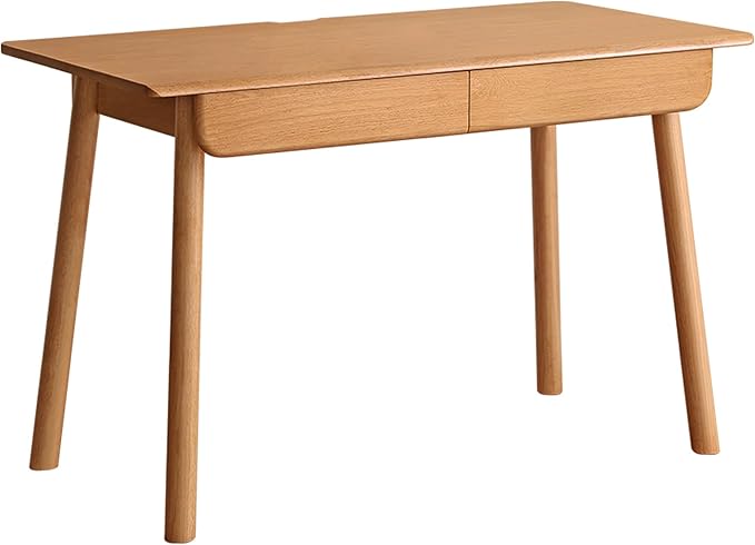 YESWOOD Solid Wood Desk, Mid Century Modern Computer Desk, Office Desk with Drawers for Home Office Study Vanity 47.24" W