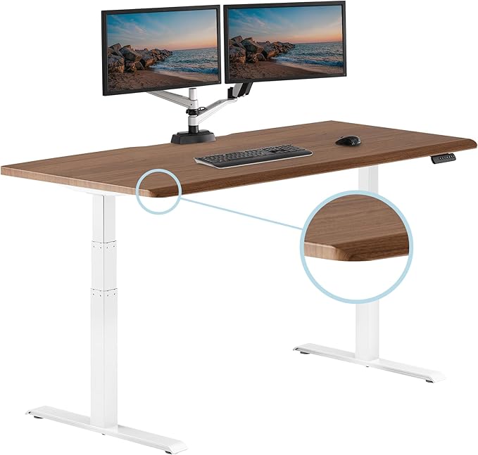Vari ComfortEdge 72x30 Inch Electric Standing Desk – Height Adjustable Large Office Sit Stand VariDesk with Sloped Edge, Memory Presets, 180 LB Capacity + Tool-Free Assembly (Walnut)