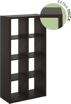 Furinno CUBICLE Book Shelf, 8-Cube Thick Frame Bookshelf, Horizontally & Vertically Reversible Bookcase with Open Back, 14.6 x 30 x 57.9, for Living Room, Bedroom, Home Office, Black Dark Oak