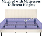 King Size Bed Frame,King Size Platform Bed Frame and Velvet Upholstered Headboard with Strong Wood Slats, Box Spring Optional, Mattress Foundation, Easy Assembly Beige