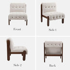 HEAH-YO Accent Chair Set of 2,Modern Vintage Living Room Chair for Bedroom with Button Tufted Back and Wood Legs,Upholstered Comfy Reading Chair for Makeup Vanity Cafe,Chenille Beige