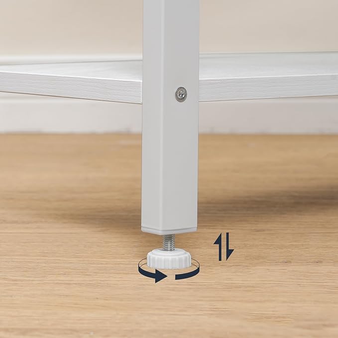 HOOBRO End Table, Simple Rustic Side Table with 3-Tier Storage Shelf, Narrow Nightstand for Small Spaces, Easy Assembly, for Living Room, Bedroom, Industrial Design, White WT14BZ01