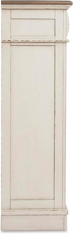 Signature Design by Ashley Realyn French Country 5 Drawer Chest, Tipover Restraint Device, 2-tone Finish, Wood, 40.13" W x 18.13" D x 58.13" H, Chipped White
