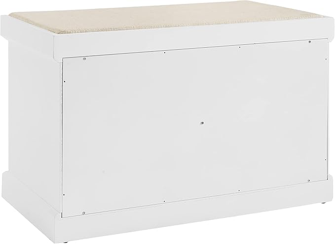 Crosley Furniture Anderson Entryway Storage Bench with Shoe Rack Organizer Shelves, White