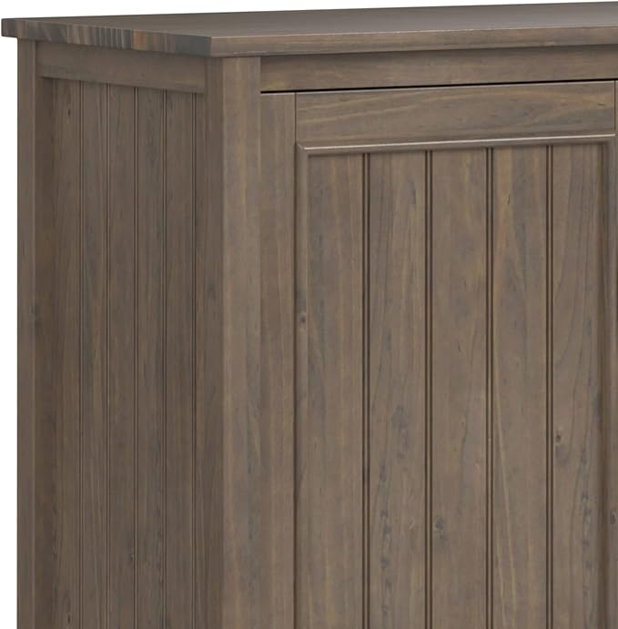 SIMPLIHOME Lev SOLID WOOD 60 inch Wide Contemporary Wide Storage Cabinet in Smoky Brown for the Living Room, Entryway and Family Room
