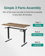 CubiCubi 48 x 24 Inches Electric Standing Desk, Height Adjustable Sit to Stand Desk, Home Office Table with Splice Board, Rustic Brown