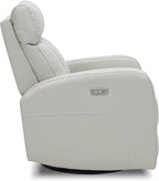 CHITA Genuine Leather Power Swivel Glider Recliner Chair for Adults, FSC Certified Electric Nursery Rocker Recliner Chair for Living Room, Light Grey