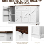 55.1" Buffet Cabinet with Storage, Charging Station, Modern Kitchen Buffet Sideboard with Drawer, White Wood Coffee Bar with Adjustable Shelves & Spice Rack, Kitchen Storage Cabinet for Living Room