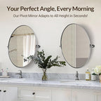 ANDY STAR Oval Bathroom Mirror, 24" x 36" Chrome Stainless Steel Metal Frame Vanity Mirror for Over Sink with Adjustable Tilting Design, Pivoting Mirror for Modern Wall Decor