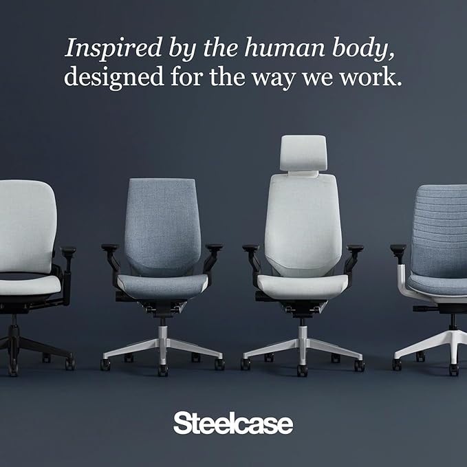 Steelcase Gesture Office Chair - Ergonomic Work Chair with Wheels for Carpet - Comfortable - Intuitive-to-Adjust for Desk - 360-Degree Arms - Licorice Fabric