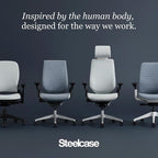 Steelcase Gesture Office Chair - Ergonomic Work Chair with Wheels for Carpet - Comfortable - Intuitive-to-Adjust for Desk - 360-Degree Arms - Licorice Fabric