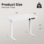 Casaphoria 40 x 24 inches Electric Standing Desk, Sit to Stand Desk with Memory Height Adjustment, Home Office Computer Desk for Writing and Games, White