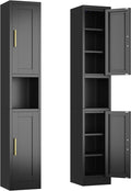 Tall Narrow Storage Cabinet 66.93" H Tall Bathroom Cabinet Metal Pantry Cabinets, 4 Adjustable Shelves for Kitchen, Home Office, Living Room, Dinning Room (12 inches Wide Black)