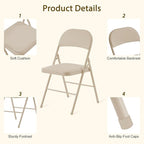 Khaki Folding Chairs 20 Pack with Padded Cushion and Back, Portable Duty Metal Frame Commercial Seat, Foldable Indoor Outdoor Chairs for Office Party Events Kitchen Dinning Wedding, 330-LBS Capacity