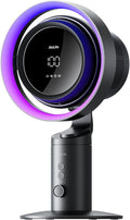 JISULIFE Table Purifier Fan, 3-in-1 Air Purifier Cool: HEPA H11 Filter, 7-Color RGB Light, 100-Speed, 10000mAh Battery, 120° Oscillating Desktop Fan for Gaming/Office Desk