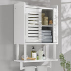 AmazerBath Bathroom Wall Cabinets, Bamboo Medicine Cabinets with Towel Bar, Hanging Over The Toilet Storage Cabinet with Adjustable Shelves, Organizer Cabinet for Small Spaces, 8.3x16.5x26.6 Inches