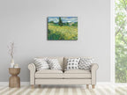 Wieco Art Abstract Canvas Prints Wall Art Green Field 1889 by Van Gogh Famous Oil Paintings Reproduction Artwork Stretched Landscape Picture for Living Room Home Office Decoration