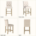 GOTMINSI 24" Bar Stools Set of 2 for Kitchen Island Upholstered Counter Height Bar Stools with Button Tufted Decoration Barstools Home Kitchen Island Wooden Bar Chairs Beige