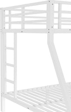 Bellemave Twin Over Full Bunk Bed for Teens, Twin Over Full Bunk Bed Frame with 2 Side Ladder and Full Length Guardrail, Easy Assemble Bunkbeds, Noise Reduced, Mattress Not Included, White