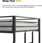 Twin Over Full Bunk Bed for Adults with Stairs Flat Rungs, Metal Bunk Beds Twin Over Full Size for Teens Dorm Bedroom Guest Room,Heavy Duty Bunk Beds with Ladder and Guardrail