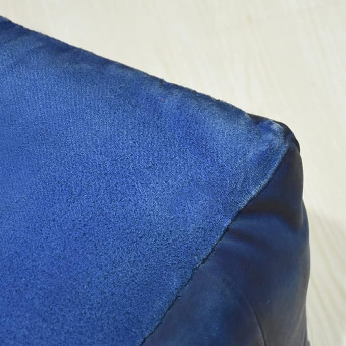 Handmade Eco-Friendly Geometric Leather Pouf Vintage Blue Color Square 21" x 21" x 12" Buffalo Leather Pouf for Living Room, Bedroom Seating, Patio