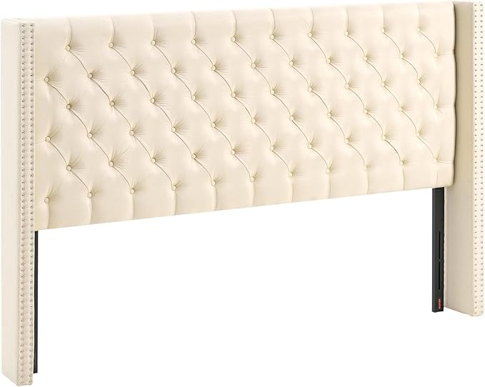 VEVOR Headboard, King Size Headboard with Adjustable Height, Comfortable Diamond Tufted for King Size Bed, W84.1 x H (54.33-60.24) x D 8.27 in, Ideal for Bedroom, Hotel, Homestay, Dormitory, Cream