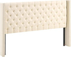 VEVOR Headboard, King Size Headboard with Adjustable Height, Comfortable Diamond Tufted for King Size Bed, W84.1 x H (54.33-60.24) x D 8.27 in, Ideal for Bedroom, Hotel, Homestay, Dormitory, Cream