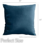 lalaLOOM Velvet Throw Pillow Covers, Set of 2, 18x18 Decorative Square Pillows Home Decor, Soft Accent Cases, Silky Machine Washable Pillowcases for Sofa, Couch, Bedroom, Living Room, Peacock