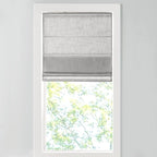 Madison Park Kyler Cordless Roman Shades - Single Panel, Lightweight Linen Blend Fabric, Natural Design, Easy Installation, Light Filtering Window Blind, Bedroom, Living Room Decor 29" W x 64" H Grey