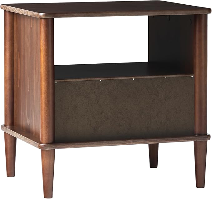 Walker Edison Modern 1-Drawer Nightstand, 20 Inch, Walnut 20-Inch