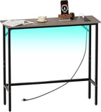 Narrow Console Table with Led Light and Charging Station，29.5" Small Entryway Table，Display Table，Entryway Hallway Thin Sofa Table Behind Sofa, Small Spaces, Living Room, Gray