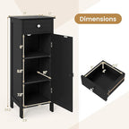 LOKO Bathroom Floor Cabinet, Modern Single Door Storage Cabinet with Drawer & Adjustable Shelves, Corner Narrow Storage Organizer for Living Room, Entryway (Black)