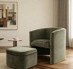 Mid-Century Velvet Living Room Chair Set of 2 with Storage Ottoman, Space-Saving Accent Chairs for Bedroom/Reading Spaces/Office, Green