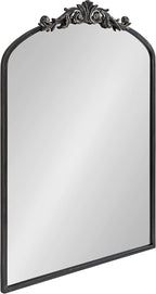 Kate and Laurel Arendahl Traditional Arch Mirror, 24 x 36, Antique Black, Baroque Inspired Wall Decor