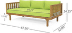 Christopher Knight Home Claremont Outdoor 3 Seater Daybed with Cushions - Acacia Wood - Teak/Green