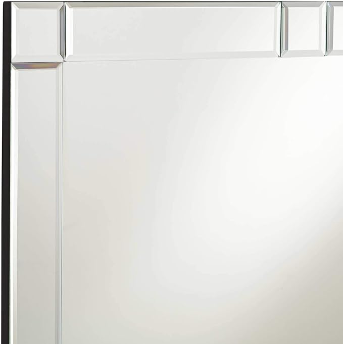 Possini Euro Design Cecili Rectangular Vanity Decorative Wall Mirror Modern Beveled Glass Clear Mirrored Tile Edges Frame 23 1/2" Wide for Bathroom Bedroom Living Room Office Entryway House Hallway