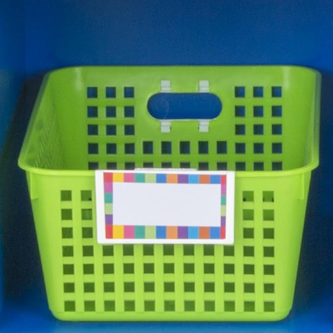 Really Good Stuff Large Plastic Book Baskets, 13.25" by 10" by 5.5" - 12 Pack, Rainbow Color, Classroom Library Organizer, Toy Storage, Multi-Purpose Organizer Basket