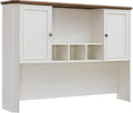 T4TREAM 59" Farmhouse Wood Desk Hutch with Ample Storage, Only Match VSC Series Farmhouse Desk (Antique White)