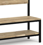 SIMPLIHOME Westmont Hall Tree Bench - 40 inch Wide Solid Mango Wood Entryway Seat in Natural, Industrial Bench for Entryway or Hallway with Metal Frame, Coat Hooks and Open Shelf