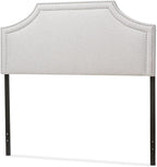 Urban Upmarket Modern and Contemporary Fabric Upholstered Headboard, Nailded Trim Head Board Beige/Queen