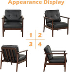 STHOUYN Mid Century Modern Chair, PU Leather Accent Chair Set of 2 with Wood Arms, Living Room Chairs, Reading Armchair for Bedroom, Waiting Room, Office