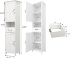 Tall Bathroom Storage Cabinet, White Bathroom Cabinets Freestanding, Narrow Storage Cabinet w/Adjustable Shelves for Home, Kitchen, Versatile, Anti-Tipping