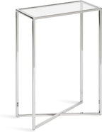 Kate and Laurel Jaspur Modern Slim End Table, 16 x 8 x 24, Silver, Decorative Glam Side Table for Use as Narrow Bedroom Nightstand or Living Room Accent