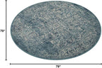 SAFAVIEH Evoke Collection Area Rug - 6'7" Round, Blue & Ivory, Distressed Design, Non-Shedding & Easy to Clean, Ideal for Living Room, Bedroom, Dining Space (EVK256C)