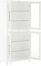 Crosley Furniture Roarke 2-Piece Glass Door Kitchen Pantry Storage Cabinet Set, Living Room, Entryway, White