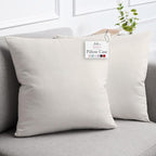 lalaLOOM Velvet Throw Pillow Covers, Set of 2 Decorative Square Pillows Home Decor, Soft Accent Cases, Silky Machine Washable Pillowcases for Sofa, Couch, Bedroom, Living Room, 16x16, Cream