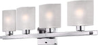 Possini Euro Design Modern Wall Light Chrome Silver Metal Hardwired 32" 4-Light Fixture White Linen Glass Shades for Bedroom Bathroom Mirror Vanity Reading Living Room Hallway House Home Decor