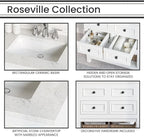 Hanover Roseville 31'' Vanity Cabinet with Sink Combo for Bathroom, Powder Room | Pre-Assembled Cabinet | 2 Drawers, Bottom Shelf | Artificial Stone Countertop | White Cabinet | HANVN0108-31-1WH
