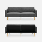 mopio 76.4" Futon Sofa Bed, Couch, Loveseat, Sleeper Sofa, Mid Century Modern Futon Couch, Sofa Cama, Couches for Living Room (Dark Gray Fabric)